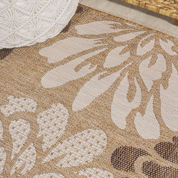 Zinnia Modern Floral Textured Weave Indoor/outdoor Runner Rug